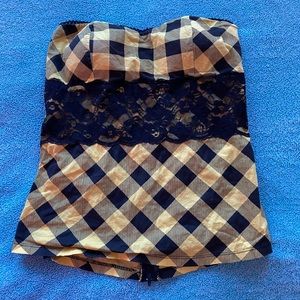 yellow and black lace tube top